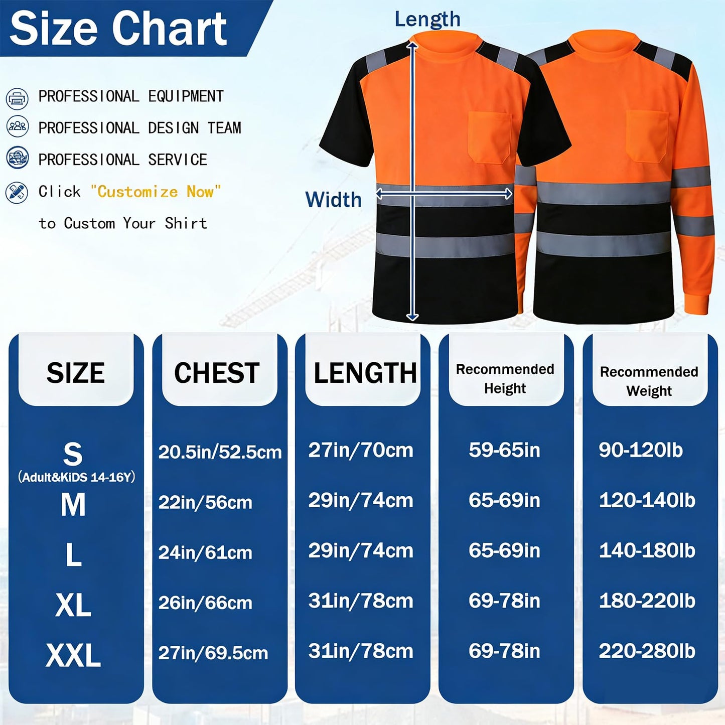 Shmimy Custom Logo High Visibility Safety Shirts, ANSI Class 3 Reflective Work Shirts Crewneck T-Shirt