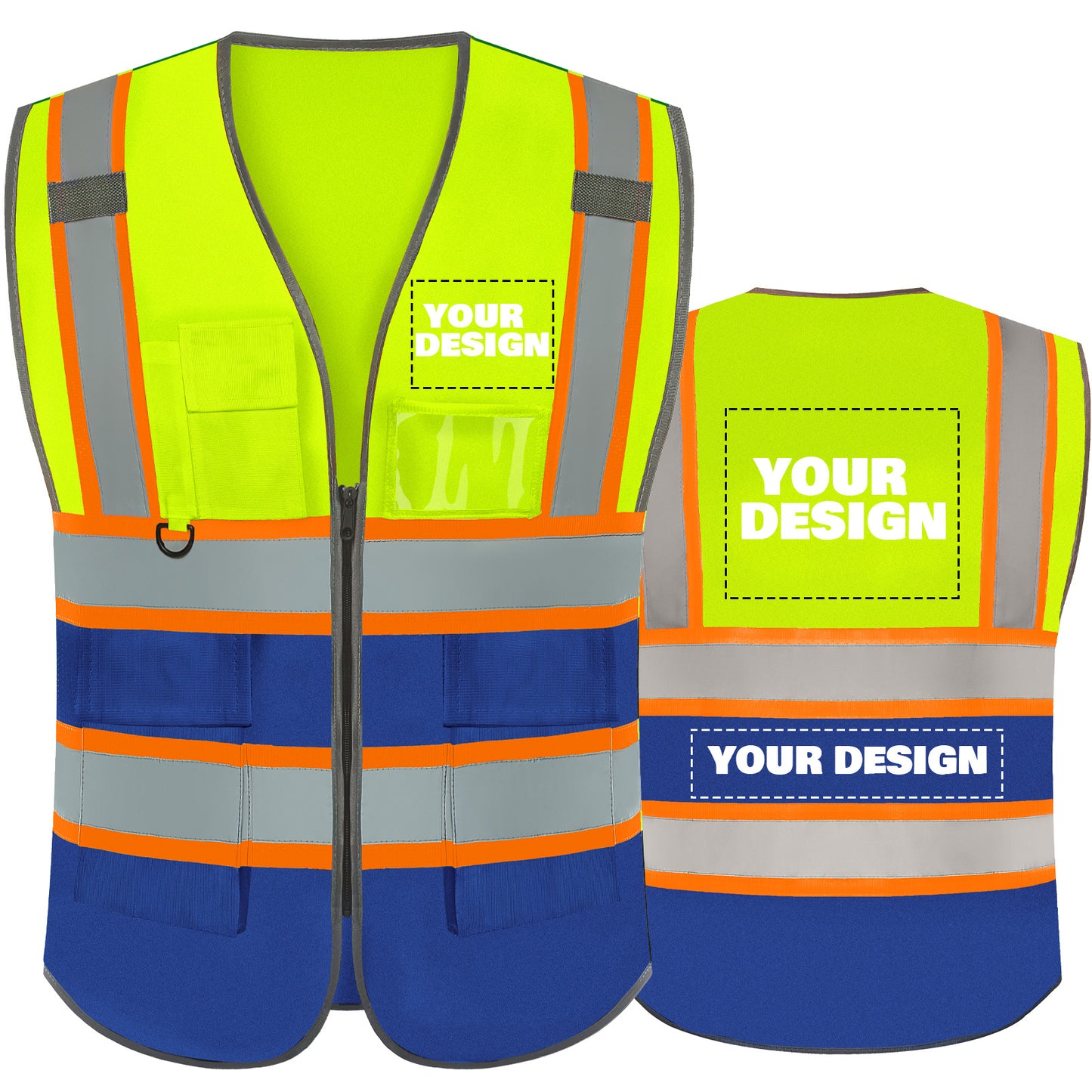Shmimy Custom Logo Reflective Work Vest with Pockets| Class 2 High Visibility Safety Vest