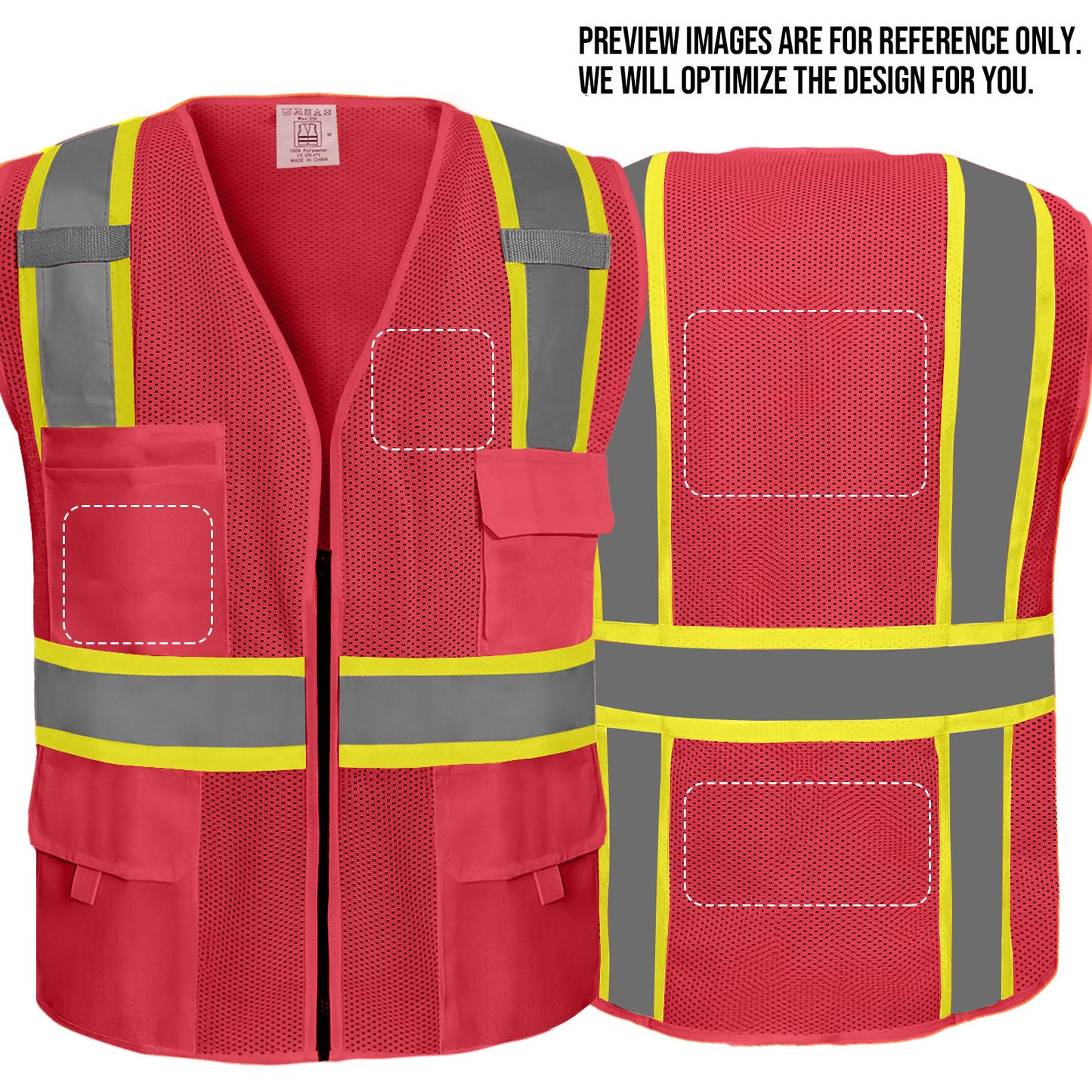 Shmimy Custom Safety Vest Customized Logo Class 2 High Visibility Reflective Vest with 8 Pockets Construction workwear