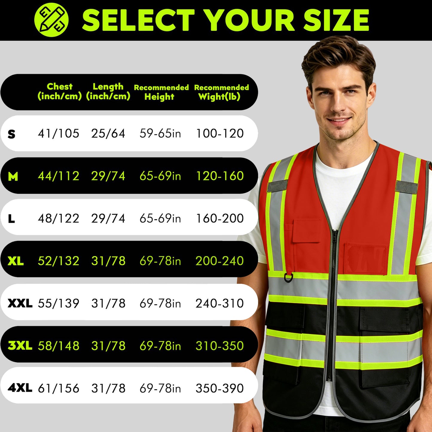 Shmimy Custom Logo Reflective Work Vest with Pockets| Class 2 High Visibility Safety Vest