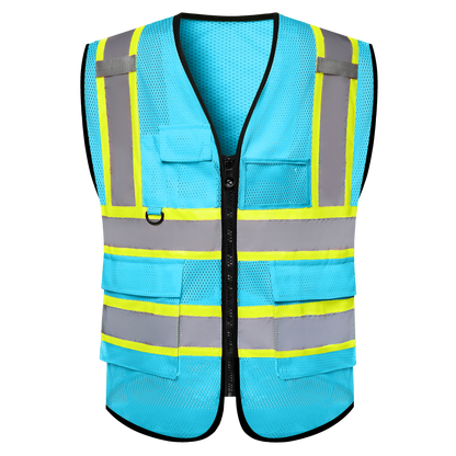 Shmimy Custom Mesh Safety Vest with 5 Pockets Class 2 Adult Unisex Construction Security Workwear