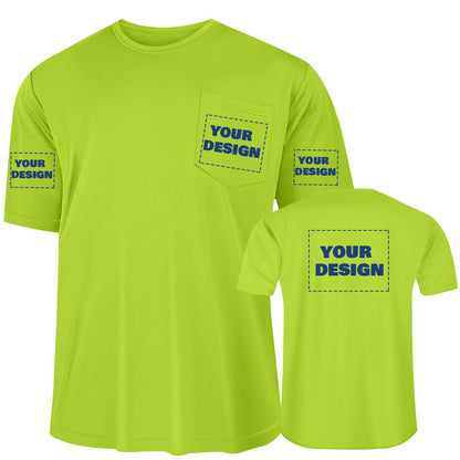 Shmimy Custom Shirt With Pocket, Custom Shirts Men Workout Shirts Dry Fit Moisture Wicking Short Sleeve Athletic Work T-Shirts