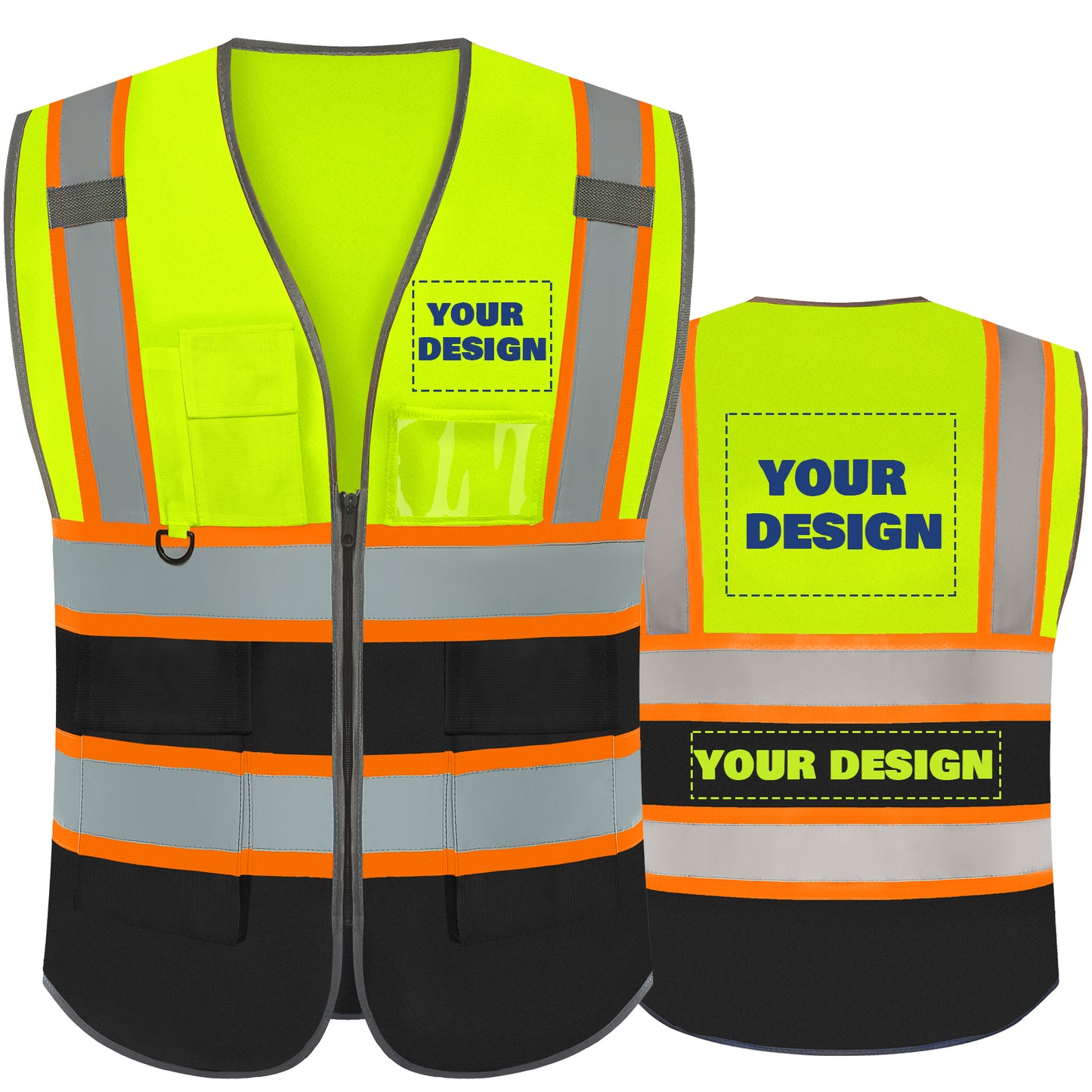 Shmimy Custom Logo Reflective Work Vest with Pockets| Class 2 High Visibility Safety Vest