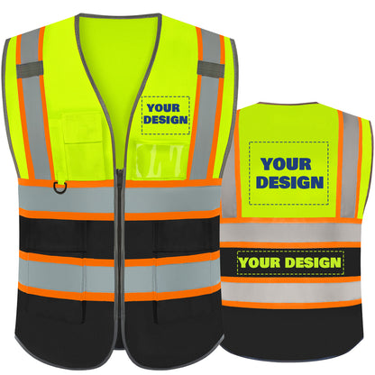 Shmimy Custom Logo Reflective Work Vest with Pockets| Class 2 High Visibility Safety Vest