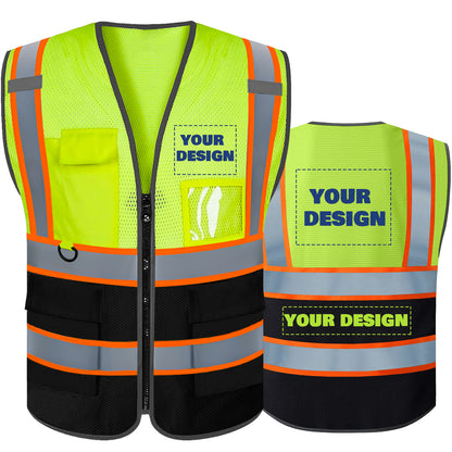 Custom High Visibility Reflective Safety Vest with Pockets | Personalized Logo for Construction, Men & Women