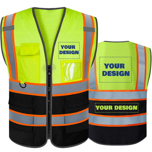 Custom High Visibility Reflective Safety Vest with Pockets | Personalized Logo for Construction, Men & Women