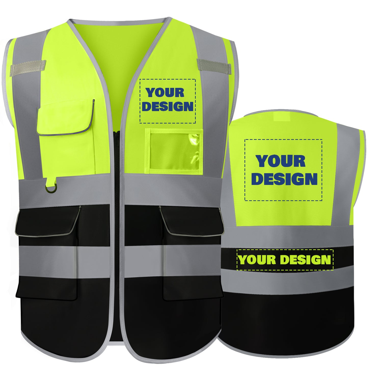 Shmimy Custom Safety Vest Class 2 High Visibility Reflective Vest 6 Pocket