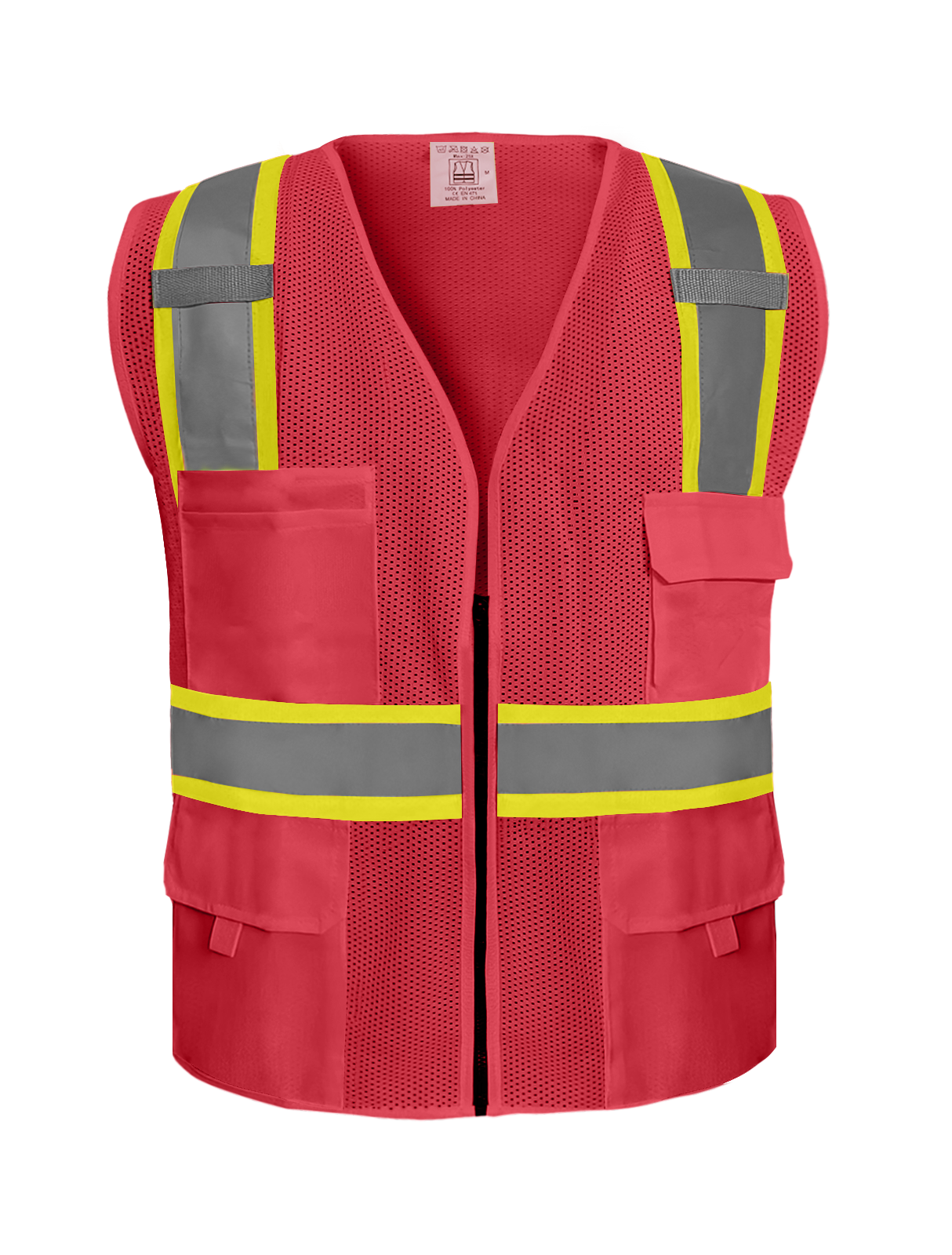 Shmimy Custom Safety Vest Customized Logo Class 2 High Visibility Reflective Vest with 8 Pockets Construction workwear