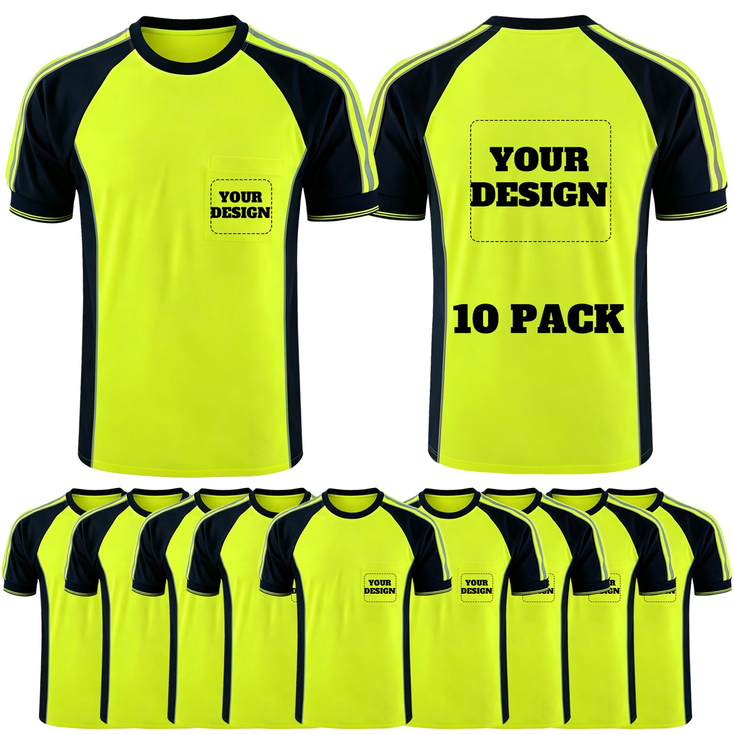Custom Logo High Visibility Safety Work Shirts | Hi Vis Reflective Shirts