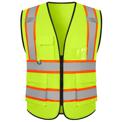 Shmimy Custom Safety Vest with 5 Pockets Class 2 Adult Unisex Construction Security Workwear