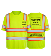 Shmimy Custom Logo High Visibility Safety Shirts, ANSI Class 3 Reflective Work Shirts Long Sleeve Crewneck T-Shirt