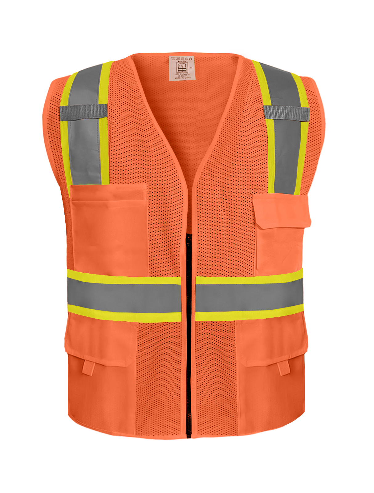 Shmimy Custom Safety Vest Customized Logo Class 2 High Visibility Reflective Vest with 8 Pockets Construction workwear