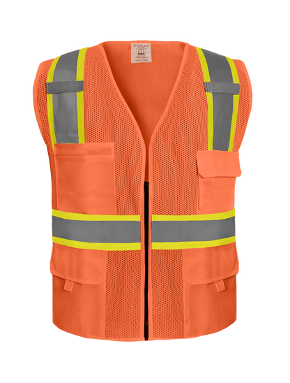 Shmimy Custom Safety Vest Customized Logo Class 2 High Visibility Reflective Vest with 8 Pockets Construction workwear