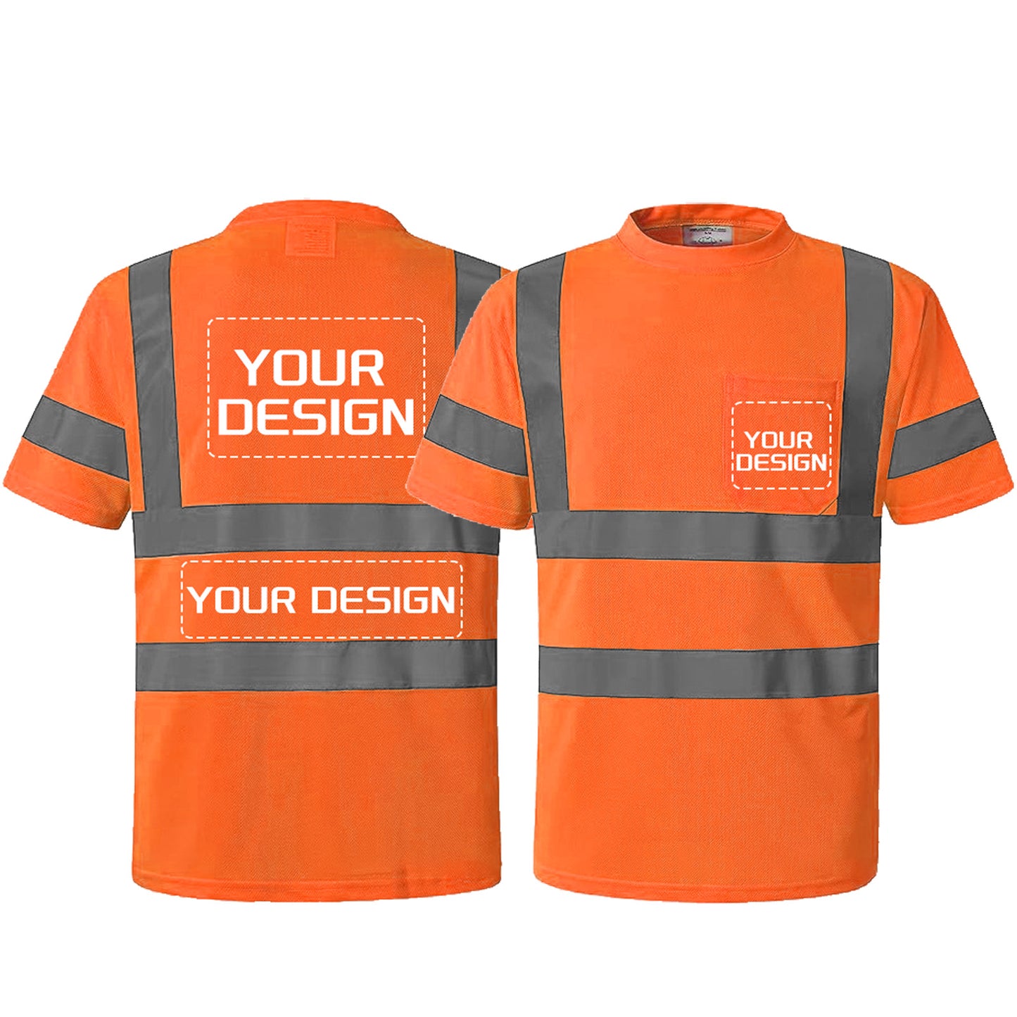 Shmimy Custom Logo High Visibility Shirts Class 3 Reflective Shirts ANSI with Pocket