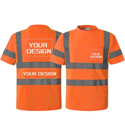 Shmimy Custom Logo High Visibility Shirts Class 3 Reflective Shirts ANSI with Pocket