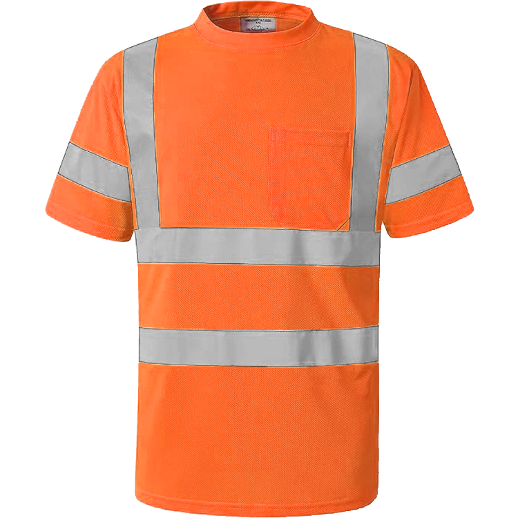 Shmimy Custom Logo High Visibility Shirts Class 3 Reflective Shirts ANSI with Pocket Safety Shirts