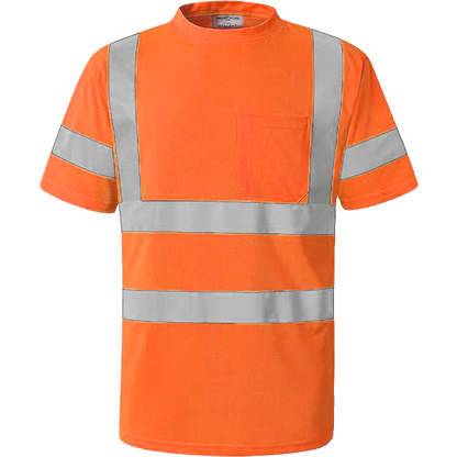 Shmimy Custom Logo High Visibility Shirts Class 3 Reflective Shirts ANSI with Pocket Safety Shirts