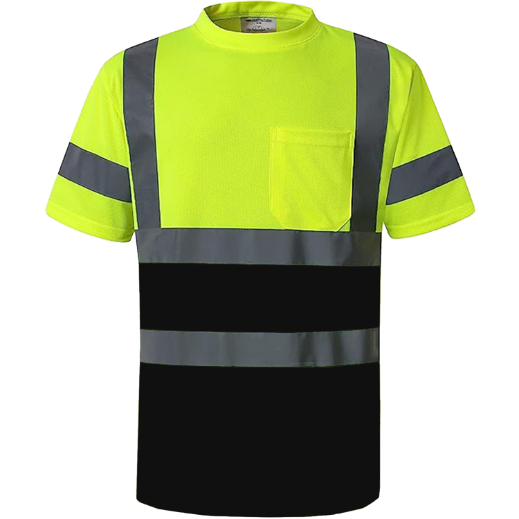 Shmimy Custom Logo High Visibility Shirts Class 3 Reflective Shirts ANSI with Pocket Safety Shirts