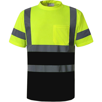 Shmimy Custom Logo High Visibility Shirts Class 3 Reflective Shirts ANSI with Pocket Safety Shirts