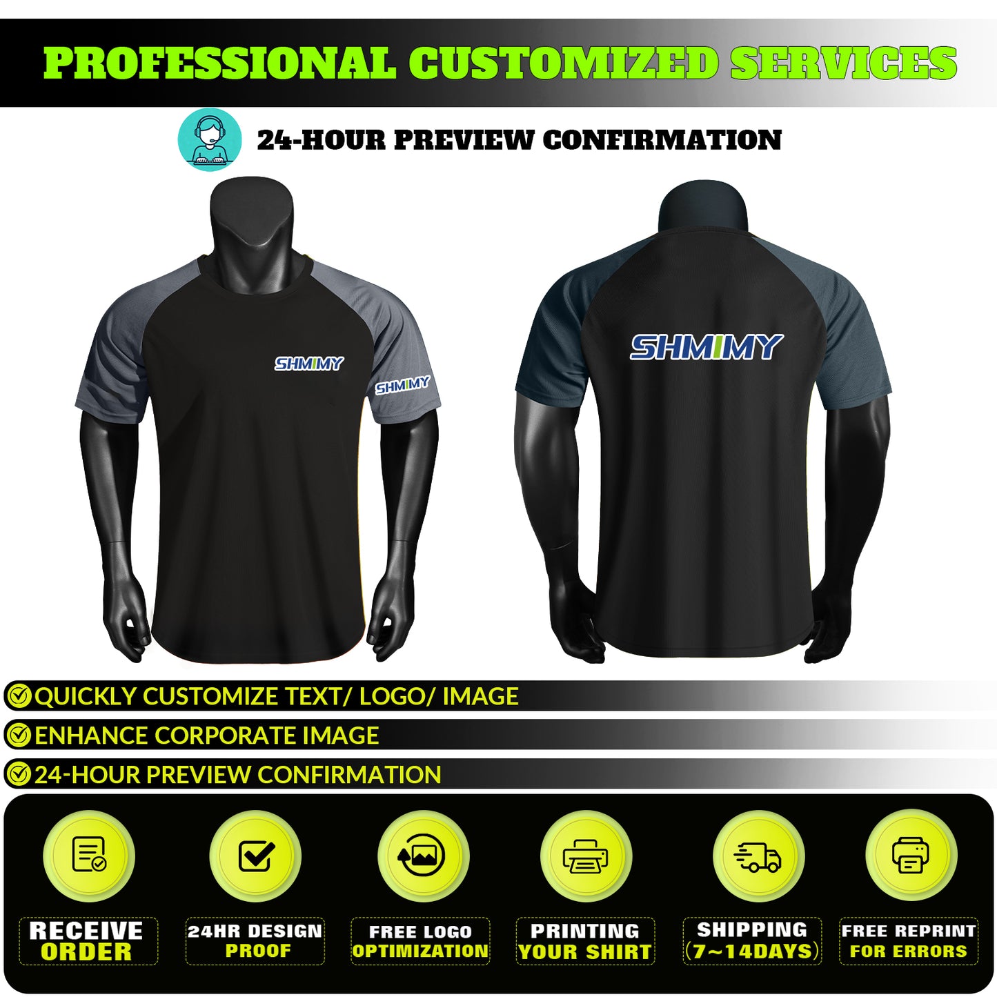 Shmimy Custom Men’s Dry Fit Workout Shirts Moisture Wicking Short Sleeve Athletic Work T-Shirts