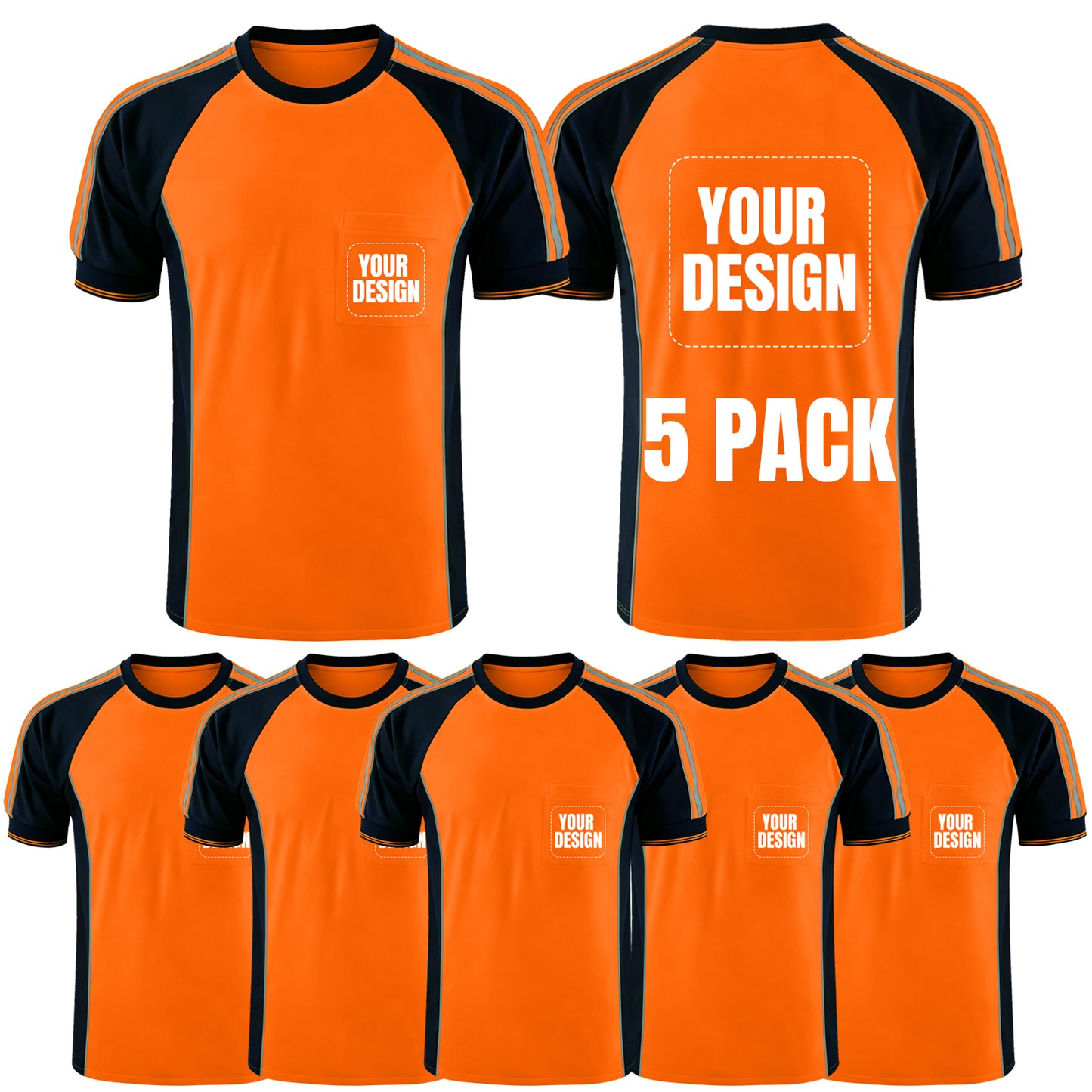 Custom Logo High Visibility Safety Work Shirts | Hi Vis Reflective Shirts