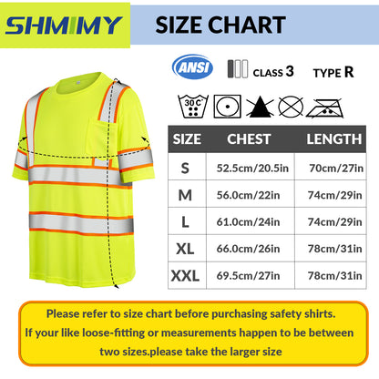 Shmimy Custom Logo High Visibility Safety Shirts, ANSI Class 3 Reflective Work Shirts Long Sleeve Crewneck T-Shirt