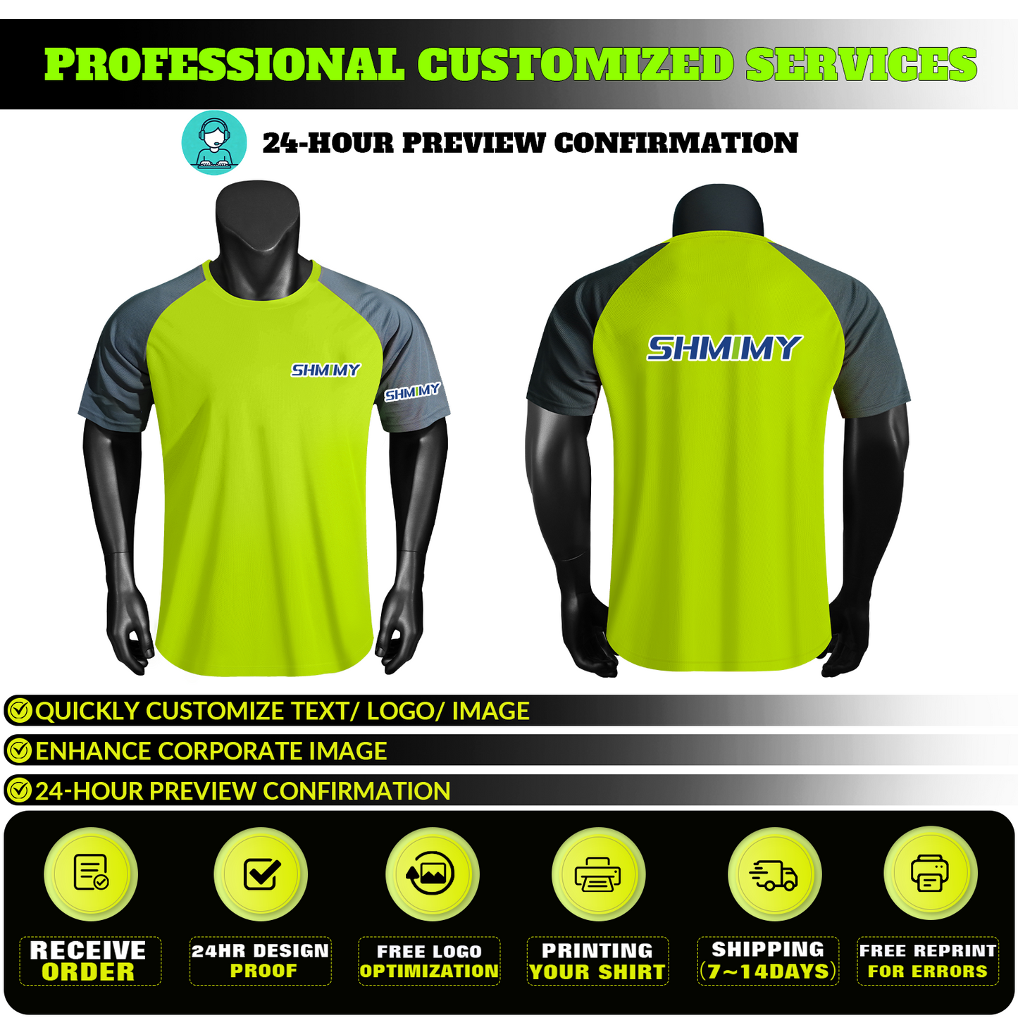 Shmimy Custom Men’s Dry Fit Workout Shirts Moisture Wicking Short Sleeve Athletic Work T-Shirts