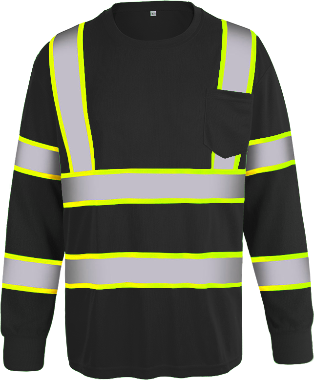 Shmimy Custom Logo High Visibility Safety Shirts, ANSI Class 3 Reflective Work Shirts Long Sleeve Crewneck T-Shirt