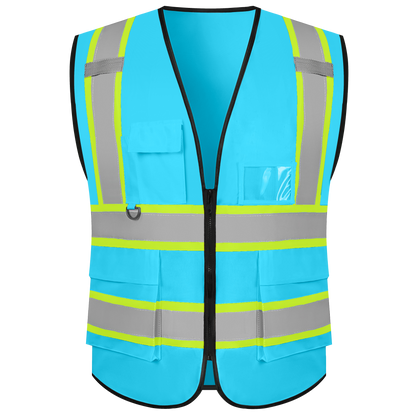 Shmimy Custom Safety Vest with 5 Pockets Class 2 Adult Unisex Construction Security Workwear