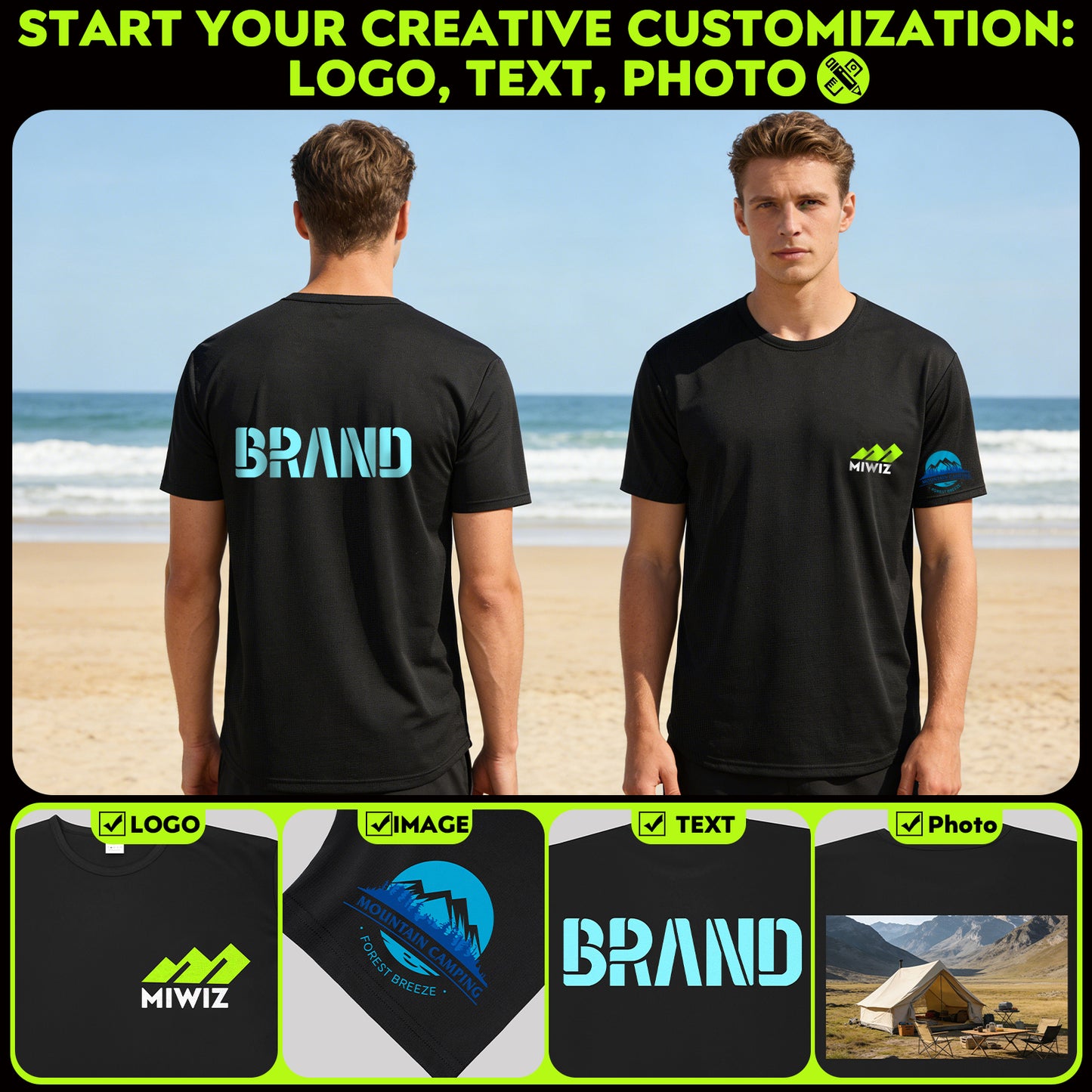 Shmimy Custom Men’s Dry Fit Workout Shirts Moisture Wicking Short Sleeve Athletic Work T-Shirts