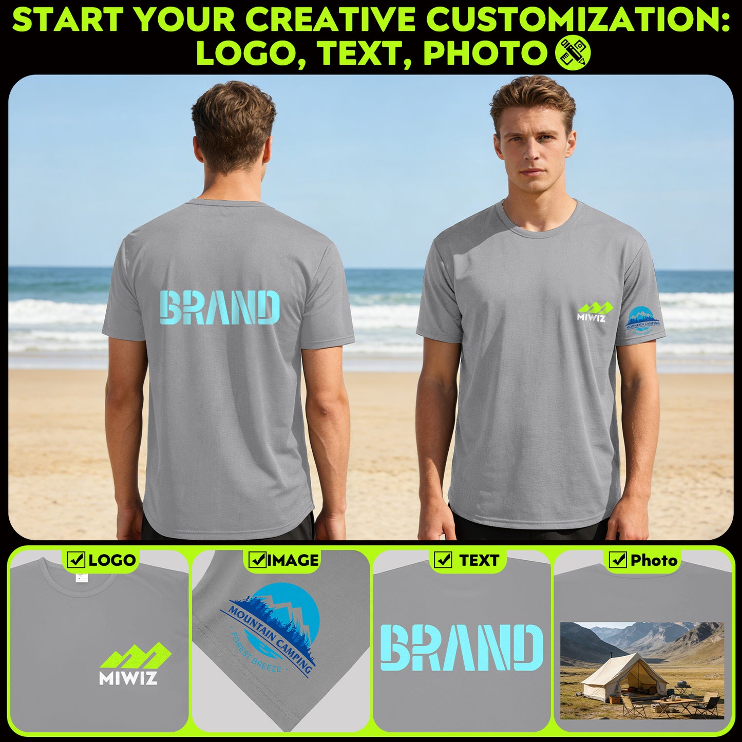 Shmimy Custom Men’s Dry Fit Workout Shirts Moisture Wicking Short Sleeve Athletic Work T-Shirts