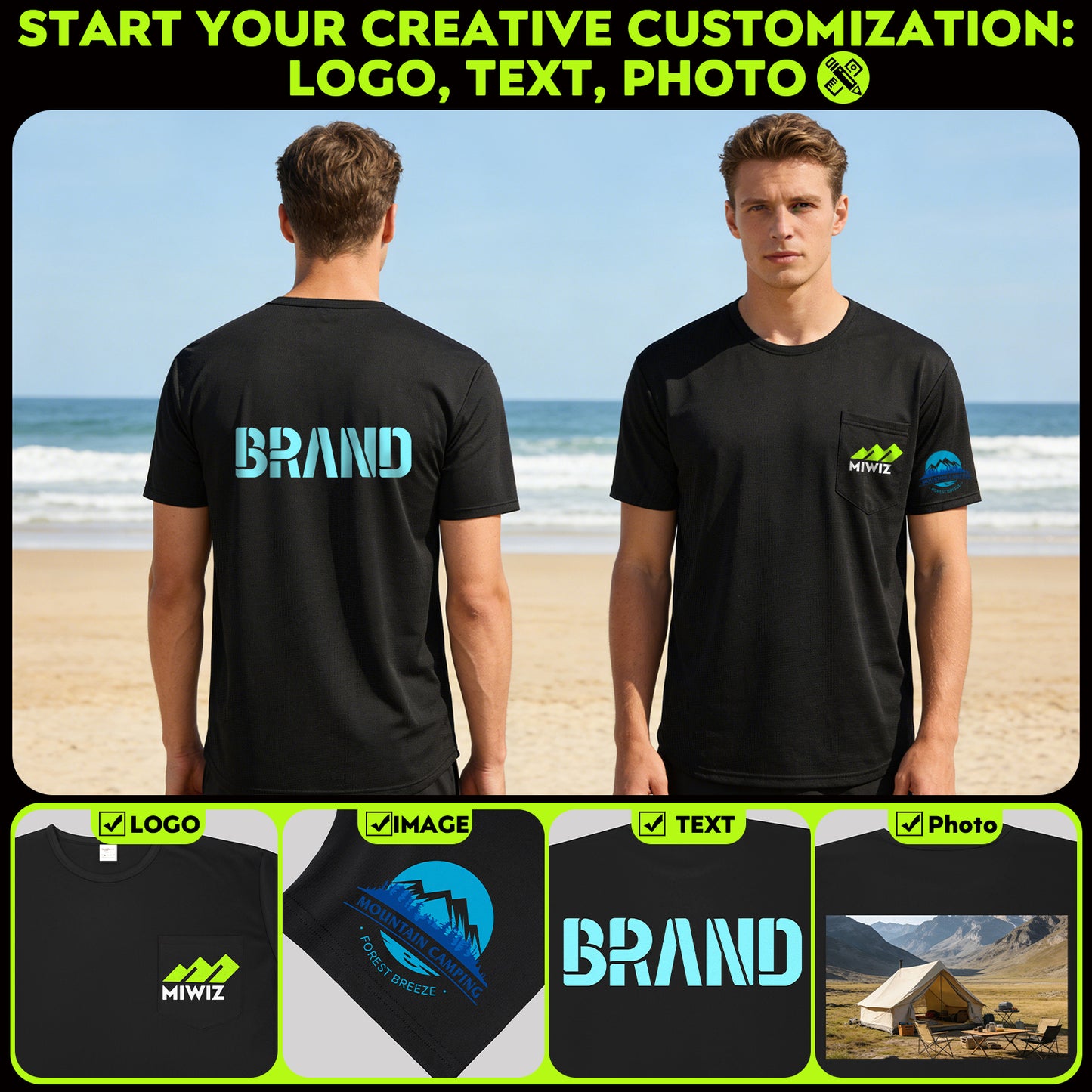 Shmimy Custom Shirt With Pocket, Custom Shirts Men Workout Shirts Dry Fit Moisture Wicking Short Sleeve Athletic Work T-Shirts