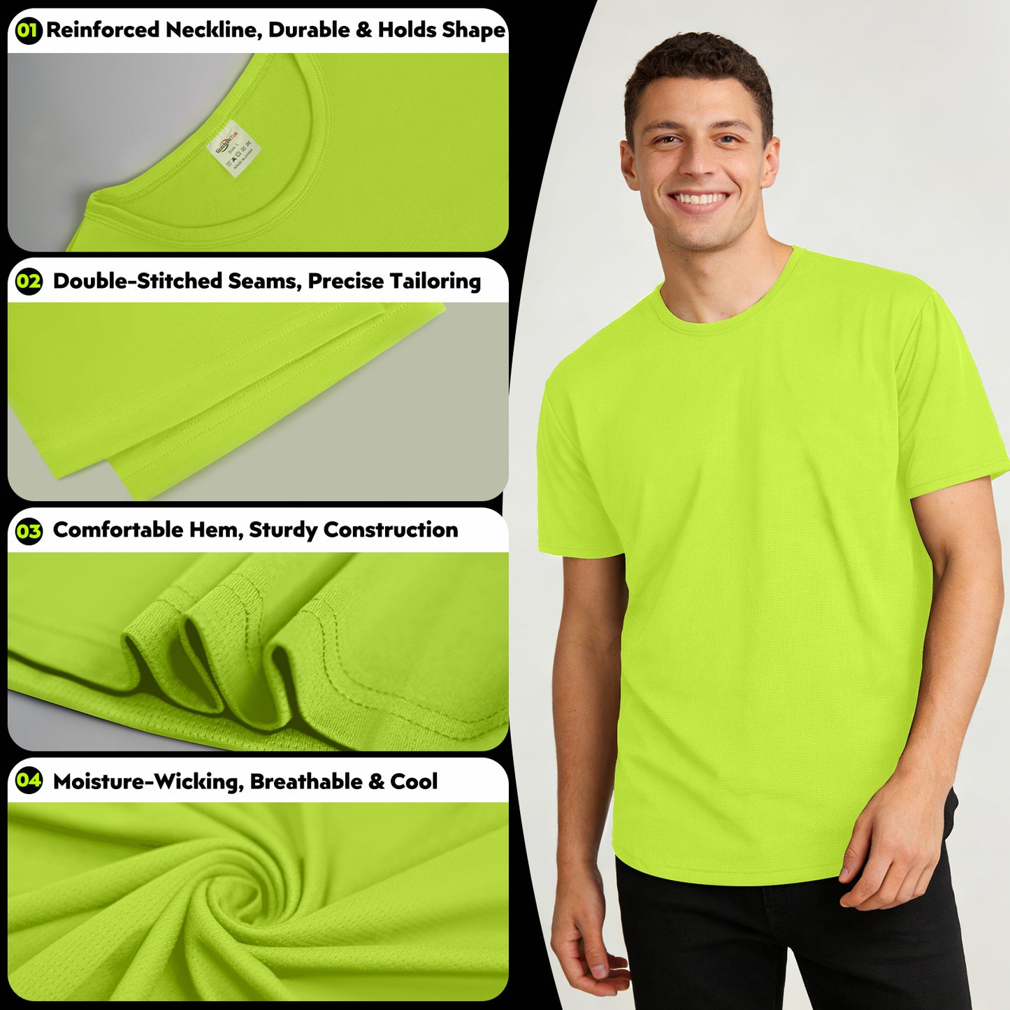 Shmimy Custom Men’s Dry Fit Workout Shirts Moisture Wicking Short Sleeve Athletic Work T-Shirts