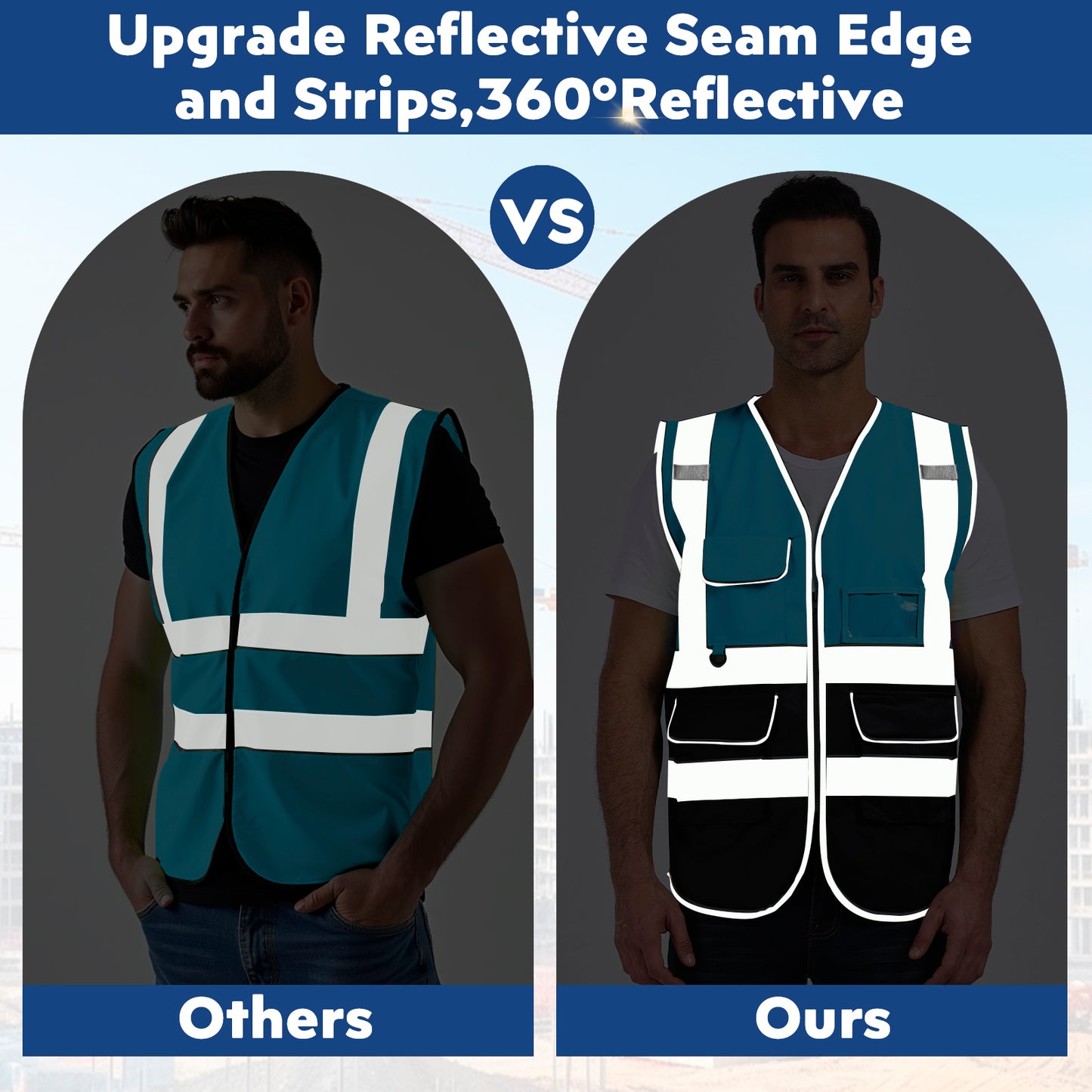 Shmimy Custom Safety Vest Class 2 High Visibility Reflective Vest 6 Pocket