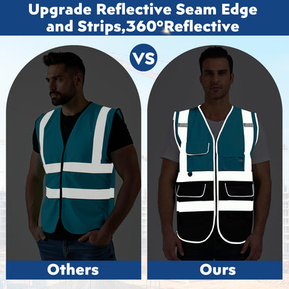 Shmimy Custom Safety Vest Class 2 High Visibility Reflective Vest 6 Pocket
