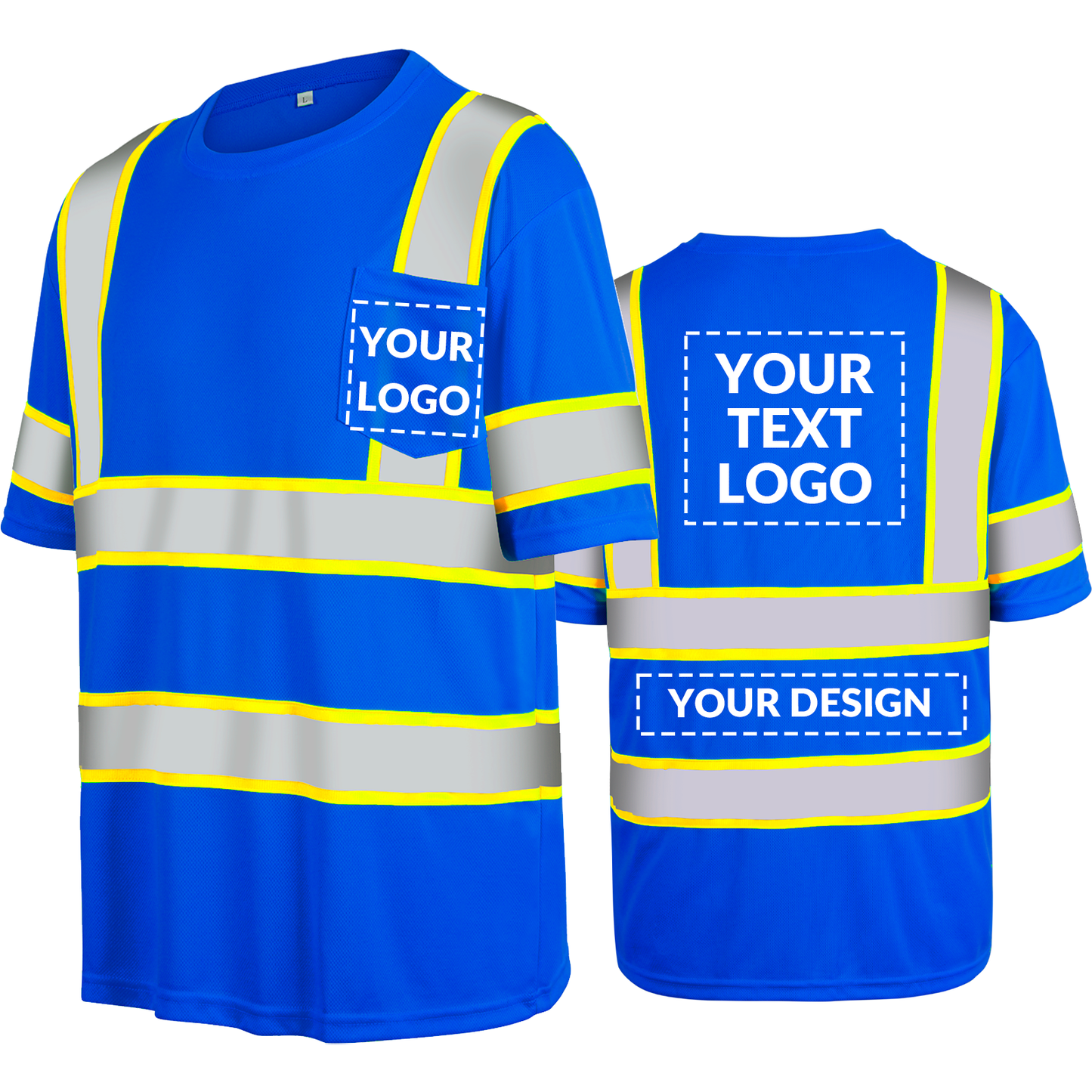 Shmimy Custom Logo High Visibility Safety Shirts, ANSI Class 3 Reflective Work Shirts Long Sleeve Crewneck T-Shirt