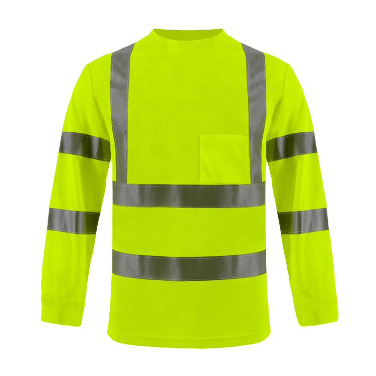 Shmimy Custom Logo High Visibility Shirts Class 3 Reflective Shirts ANSI with Pocket Safety Shirts