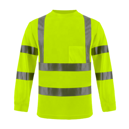 Shmimy Custom Logo High Visibility Shirts Class 3 Reflective Shirts ANSI with Pocket Safety Shirts
