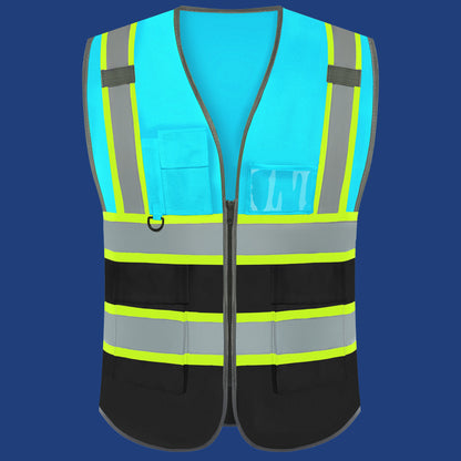 Shmimy Custom Logo Reflective Work Vest with Pockets| Class 2 High Visibility Safety Vest