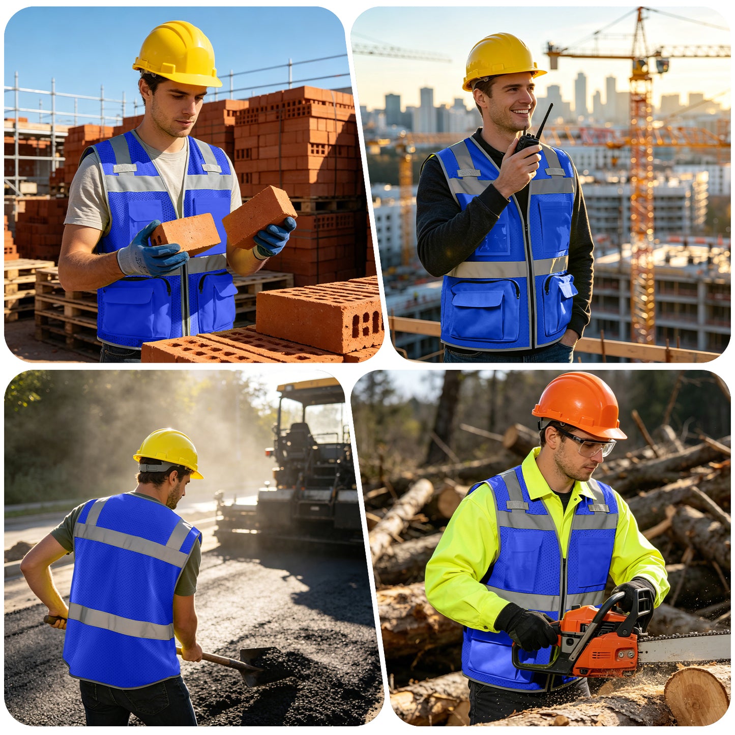 Shmimy Custom Logo Safety Vest 8-Pockets Class 2 High Visibility Reflective Vest for Men - Personalized Logo Team Vest