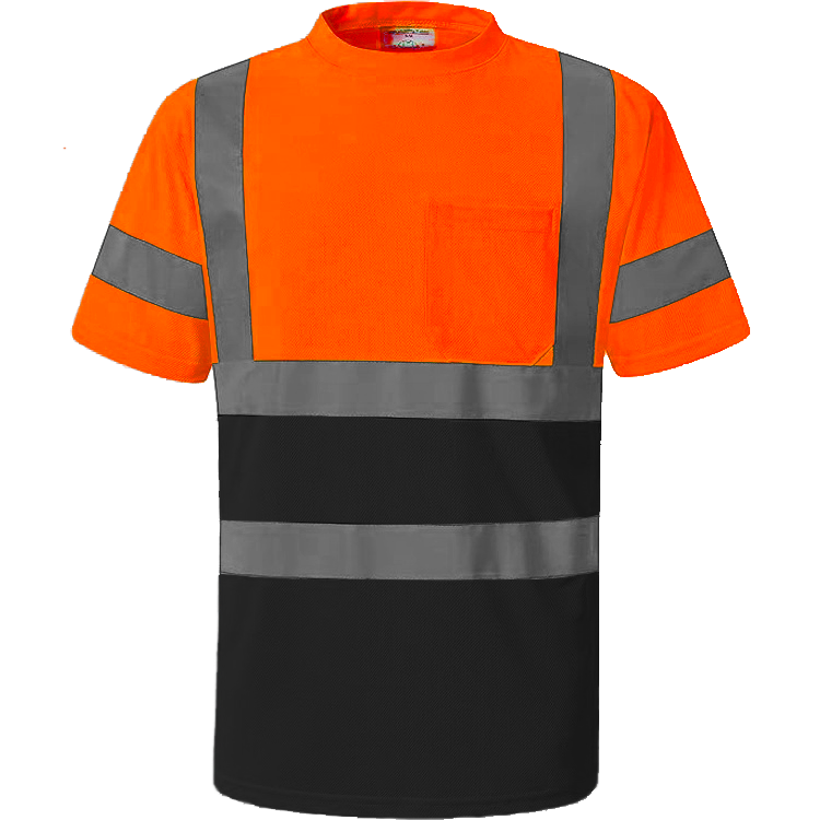 Shmimy Custom Logo High Visibility Shirts Class 3 Reflective Shirts ANSI with Pocket Safety Shirts