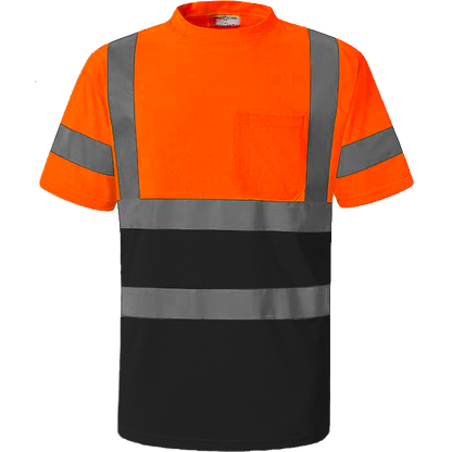 Shmimy Custom Logo High Visibility Shirts Class 3 Reflective Shirts ANSI with Pocket Safety Shirts