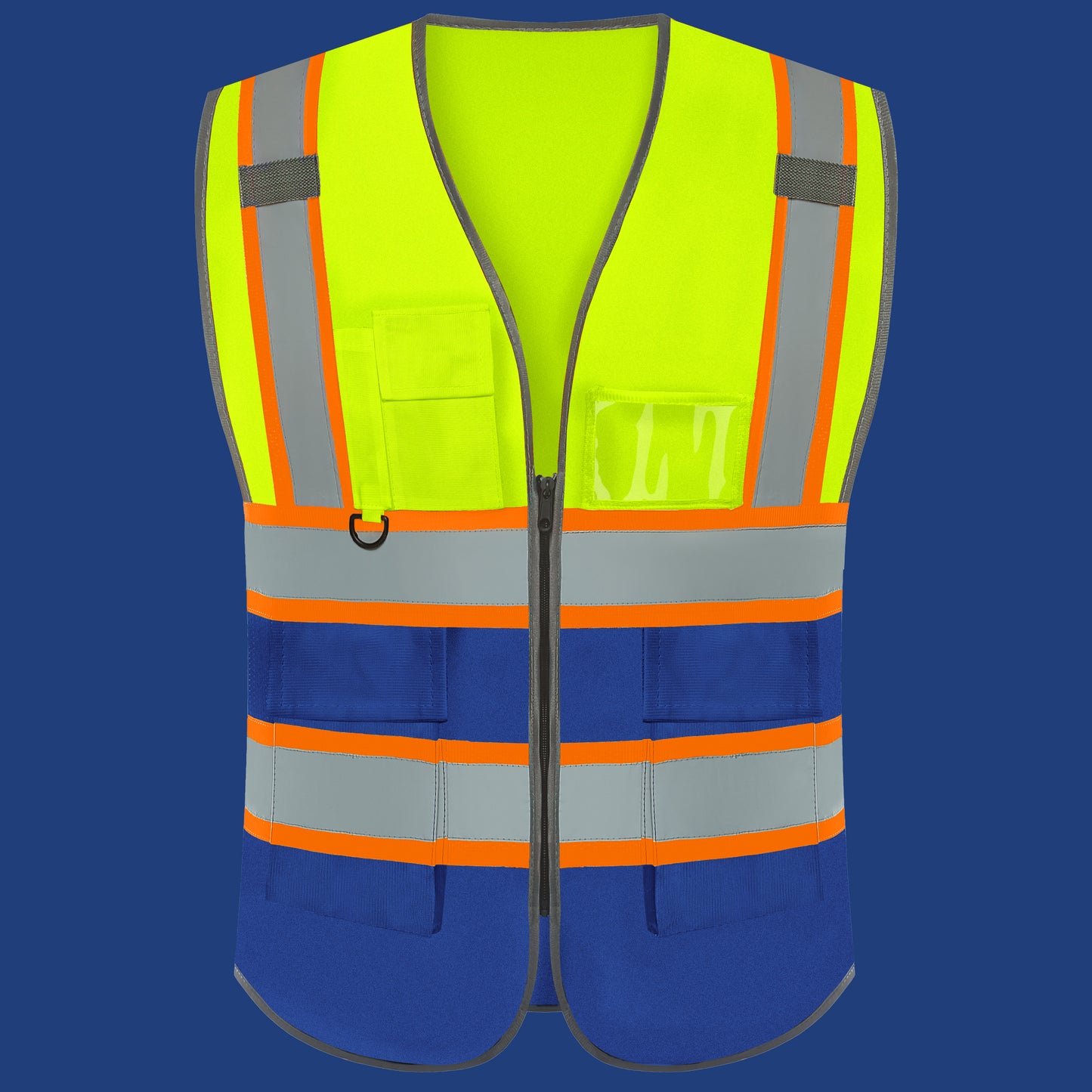 Shmimy Custom Logo Reflective Work Vest with Pockets| Class 2 High Visibility Safety Vest