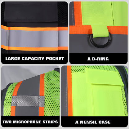 Custom High Visibility Reflective Safety Vest with Pockets | Personalized Logo for Construction, Men & Women