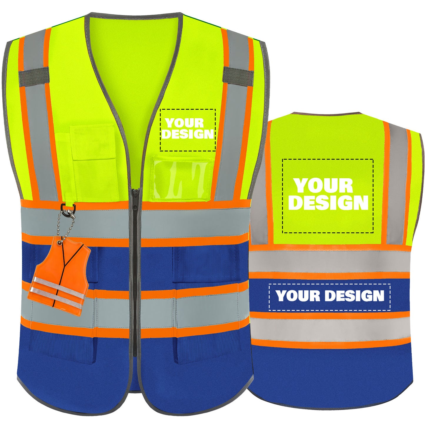 Shmimy Custom Logo Reflective Work Vest with Pockets| Class 2 High Visibility Safety Vest