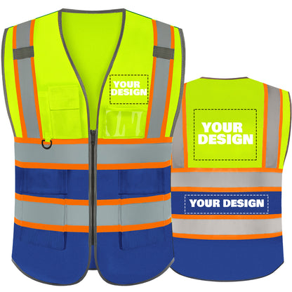 Shmimy Custom Logo Reflective Work Vest with Pockets| Class 2 High Visibility Safety Vest