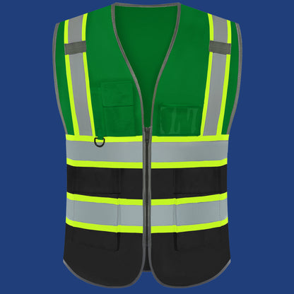 Shmimy Custom Logo Reflective Work Vest with Pockets| Class 2 High Visibility Safety Vest