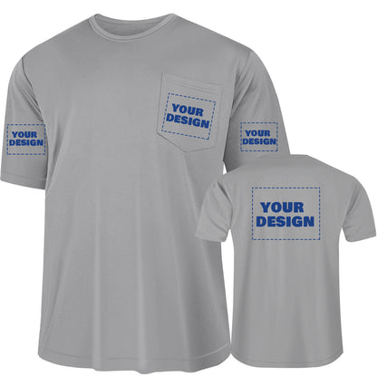 Shmimy Custom Shirt With Pocket, Custom Shirts Men Workout Shirts Dry Fit Moisture Wicking Short Sleeve Athletic Work T-Shirts