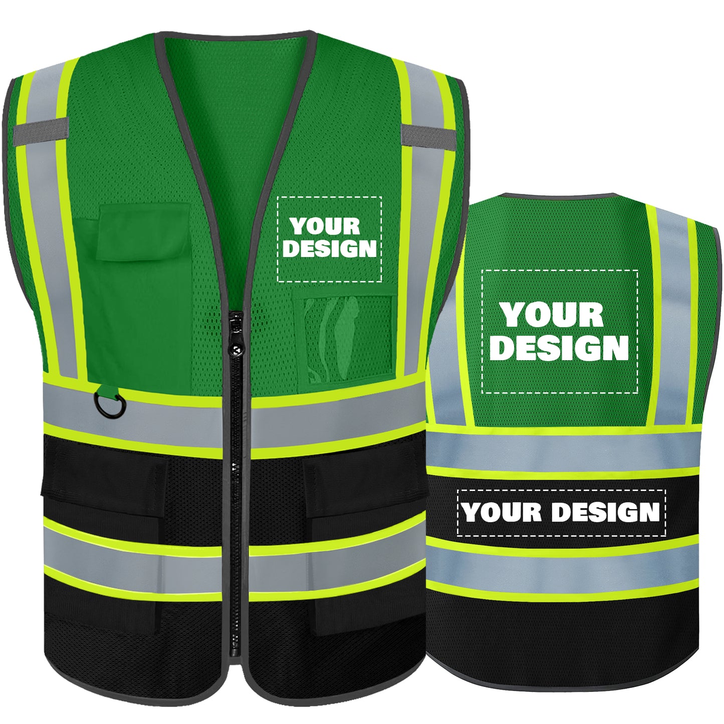 Custom High Visibility Reflective Safety Vest with Pockets | Personalized Logo for Construction, Men & Women