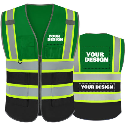 Shmimy Custom Logo Reflective Work Vest with Pockets| Class 2 High Visibility Safety Vest